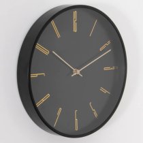 Salado Round Modern Analogue Wall Clock In Black