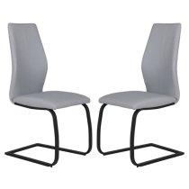 Adoncia Grey Faux Leather Dining Chairs In Pair