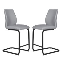 Adoncia Grey Faux Leather Counter Bar Chairs In Pair