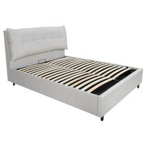 Adriel Linen Fabric Ottoman Double Bed In Silver