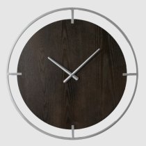 Laconia Round Wooden Wall Clock In Silver