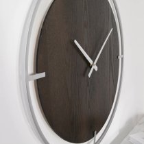 Laconia Round Wooden Wall Clock In Silver