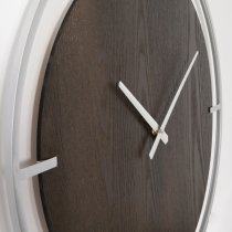 Laconia Round Wooden Wall Clock In Silver