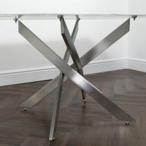 Lenox Marble Glass Dining Table Rectangular With Silver Legs