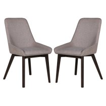 Acton Latte Fabric Dining Chairs In Pair