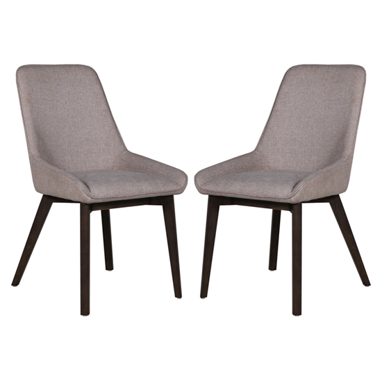 Acton Latte Fabric Dining Chairs In Pair