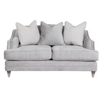 Belvedere Velvet 2 Seater Sofa In Silver With 3 Scatter Cushions