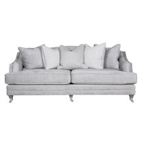 Belvedere Velvet 4 Seater Sofa In Silver With 5 Scatter Cushions