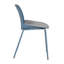 Haile Metal Dining Chair In Blue With Woven Fabric Seat