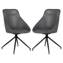 Harini Grey Faux Leather Dining Chairs In Pair