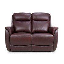 Kavon Leather Electric Power Recliner 2 Seater Sofa In Chestnut