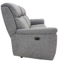 Kavon Fabric Electric Power Recliner 3 Seater Sofa In Grey