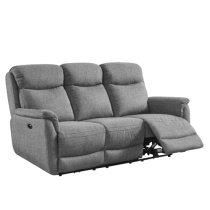 Kavon Fabric Electric Power Recliner 3 Seater Sofa In Grey