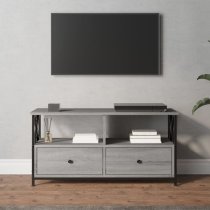 Derval Wooden TV Stand With 2 Drawers In Grey Sonoma Oak