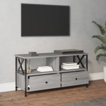 Derval Wooden TV Stand With 2 Drawers In Grey Sonoma Oak