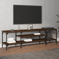 Hetty Wooden TV Stand Large With 2 Shelves In Brown Oak