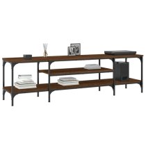 Hetty Wooden TV Stand Large With 2 Shelves In Brown Oak