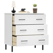 Byron Solid Pine Wood Chest Of 3 Drawers In White