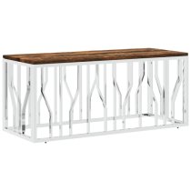 Kacy Wooden Coffee Table Rectangular With Silver Frame