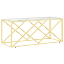 Keeya Clear Glass Coffee Table Rectangular With Gold Frame