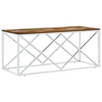 Keeya Wooden Coffee Table Rectangular With Silver Frame