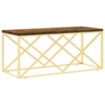 Keeya Wooden Coffee Table Rectangular With Gold Frame