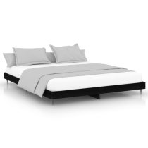 Gemma Wooden Double Bed In Black With Black Metal Legs