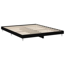 Gemma Wooden Double Bed In Black With Black Metal Legs