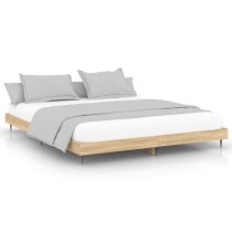 Gemma Wooden Double Bed In Sonoma Oak With Black Metal Legs