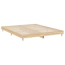 Gemma Wooden Double Bed In Sonoma Oak With Black Metal Legs