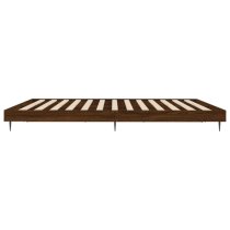 Gemma Wooden Double Bed In Brown Oak With Black Metal Legs