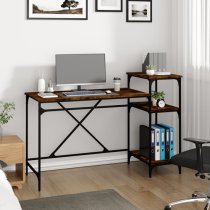 Gia Wooden Computer Desk Large With Shelves In Smoked Oak