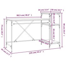 Gia Wooden Computer Desk Large With Shelves In Smoked Oak