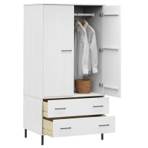 Adica Solid Wood Wardrobe 2 Doors In White With Metal Legs