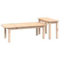 Karis Solid Pine Wood Set Of 2 Coffee Tables In Brown