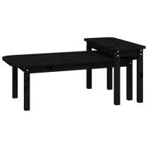 Karis Solid Pine Wood Set Of 2 Coffee Tables In Black