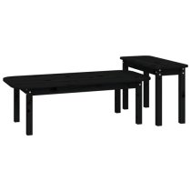 Karis Solid Pine Wood Set Of 2 Coffee Tables In Black