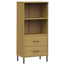 Adica Solid Wood Bookcase With 2 Drawers In Brown