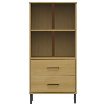 Adica Solid Wood Bookcase With 2 Drawers In Brown