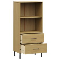 Adica Solid Wood Bookcase With 2 Drawers In Brown