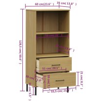 Adica Solid Wood Bookcase With 2 Drawers In Brown