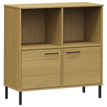 Adica Solid Wood Bookcase With 2 Doors In Brown