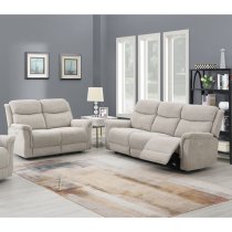 Fiona Fabric Electric Recliner 2 + 3 Seater Sofa Set In Beige