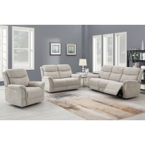 Fiona Fabric Electric Recliner 2 + 3 Seater Sofa Set In Beige