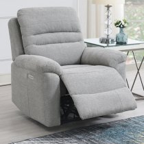 Brielle Fabric Electric Recliner Sofa Suite In Grey