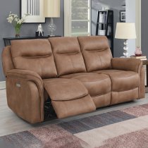 Chloe Fabric Electric Recliner Sofa Suite In Sahara