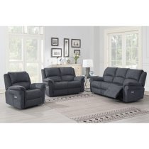 Wesley Fabric Electric Recliner Sofa Suite In Grey