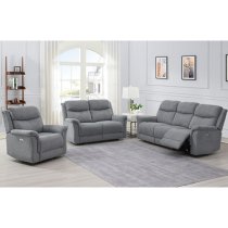 Fiona Fabric Electric Recliner 2 Seater Sofa In Grey