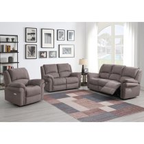 Wesley Fabric Electric Recliner 3 Seater Sofa In Clay