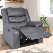 Sorreno Bonded Leather Recliner 1 Seater Sofa In Dark Grey